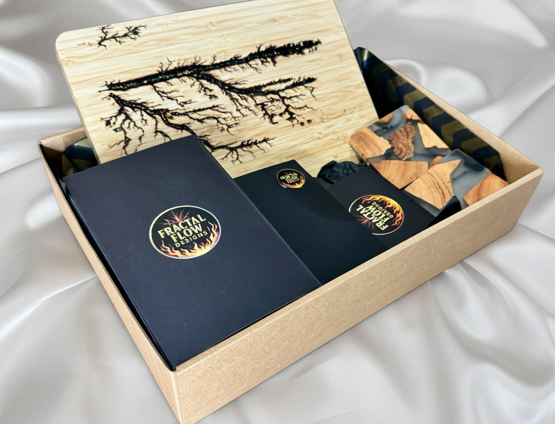 Bamboo chopping board gift box Australian made by Fractal Flow Designs East Gippsland