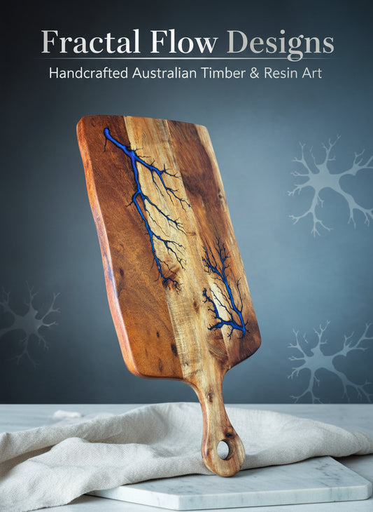 Purple Resin cheese and grazing paddle board handcrafted by Fractal Flow Designs — premium Australian-made resin and timber serving piece.