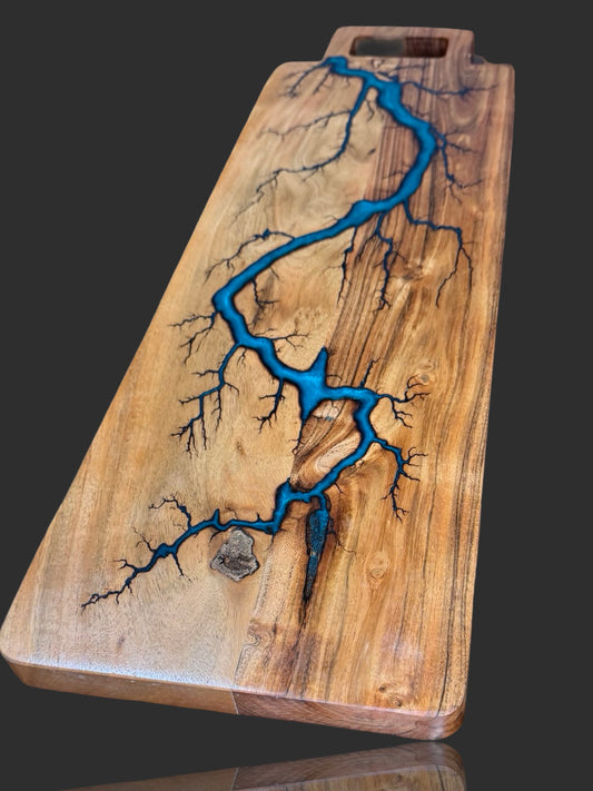 Australian-made resin charcuterie board with timber detail