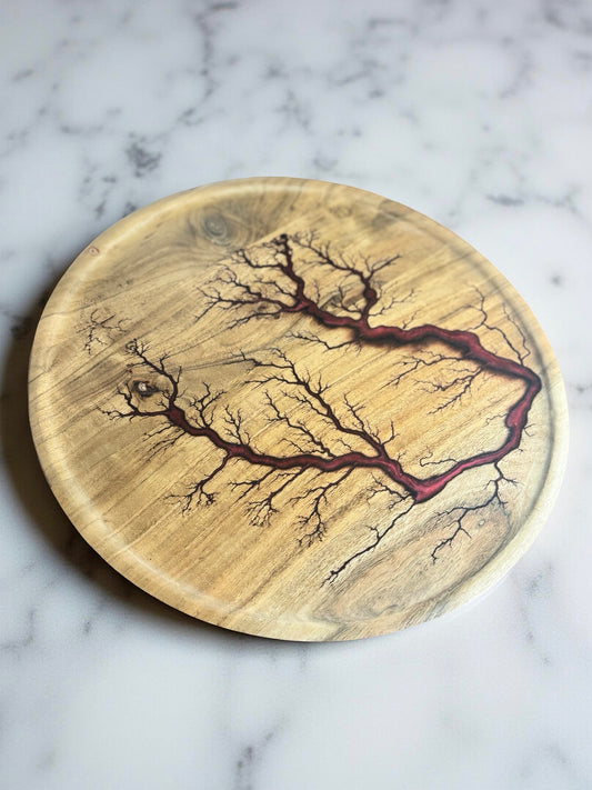 Round red resin tray artisan Australian resin boards striking premium style