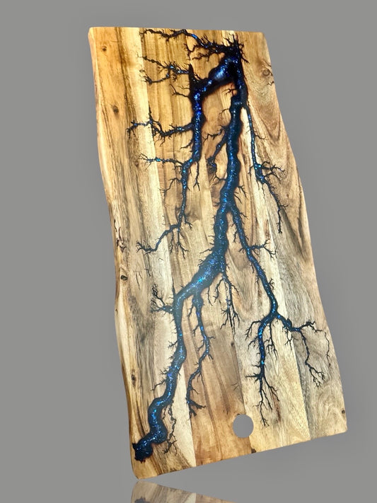 Australian resin live edge board with striking grain and vibrant resin art – Fractal Flow Designs