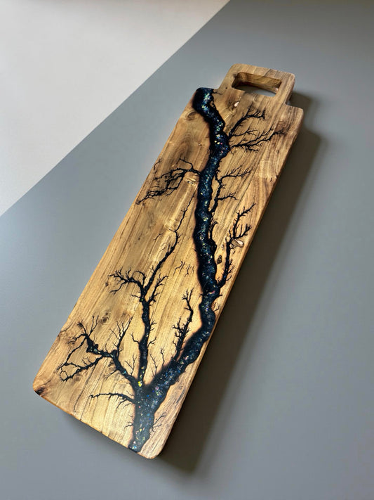 Long board with holographic resin effect, premium entertaining platter Australia