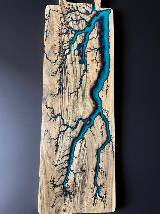 Luxury teal resin grazing platter with handcrafted Australian timber resin boards Australia