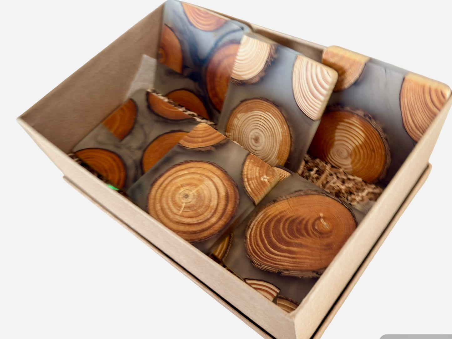 Australian made resin coasters, sustainable timber coasters with food safe resin finish