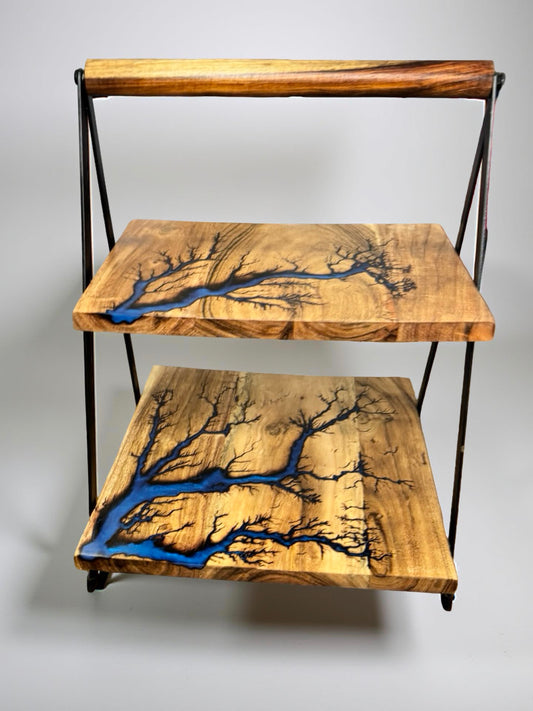 Sapphire blue cake display board resin art handcrafted in East Gippsland Victoria Australia