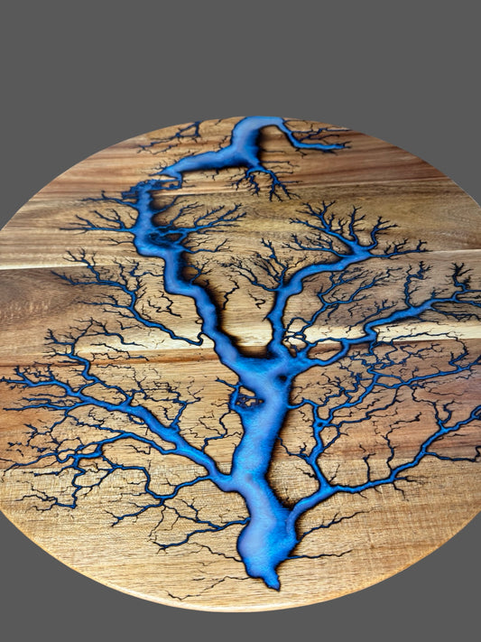 Resin Lazy Susan by Fractal Flow Designs handcrafted acacia timber serving board East Gippsland Australia