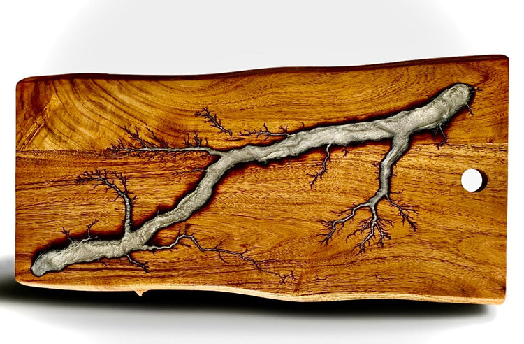 Live edge charcuterie board collection by Fractal Flow Designs – handcrafted Australian timber with resin and fractal burning. Premium grazing, cheese, and serving boards made in Bairnsdale Victoria. Perfect for weddings, birthdays, and housewarming gifts