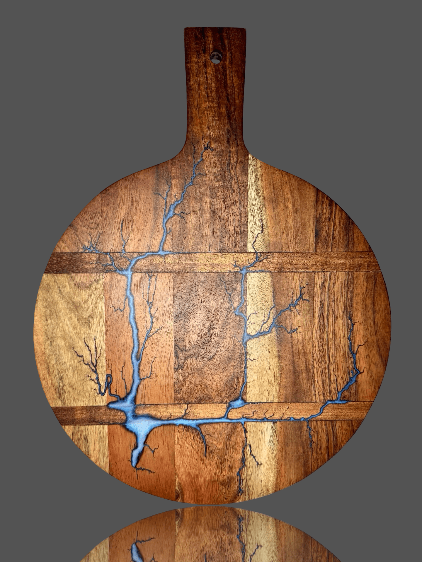 Fractal Flow Designs round resin cheese paddle – Australian-made serving platter, perfect for cheese lovers, grazing spreads, and luxury kitchen décor.