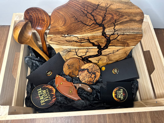 Delux Resin Cheese Board Gift Hamper – $225 Premium Grazing Box | Fractal Flow Designs - Resin Boards Australia