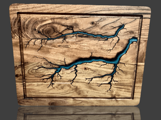 Premium large chopping board from Fractal Flow Designs, handcrafted in Bairnsdale, Victoria. Australian resin boards designed for charcuterie, cheese, grazing, and gourmet entertaining.