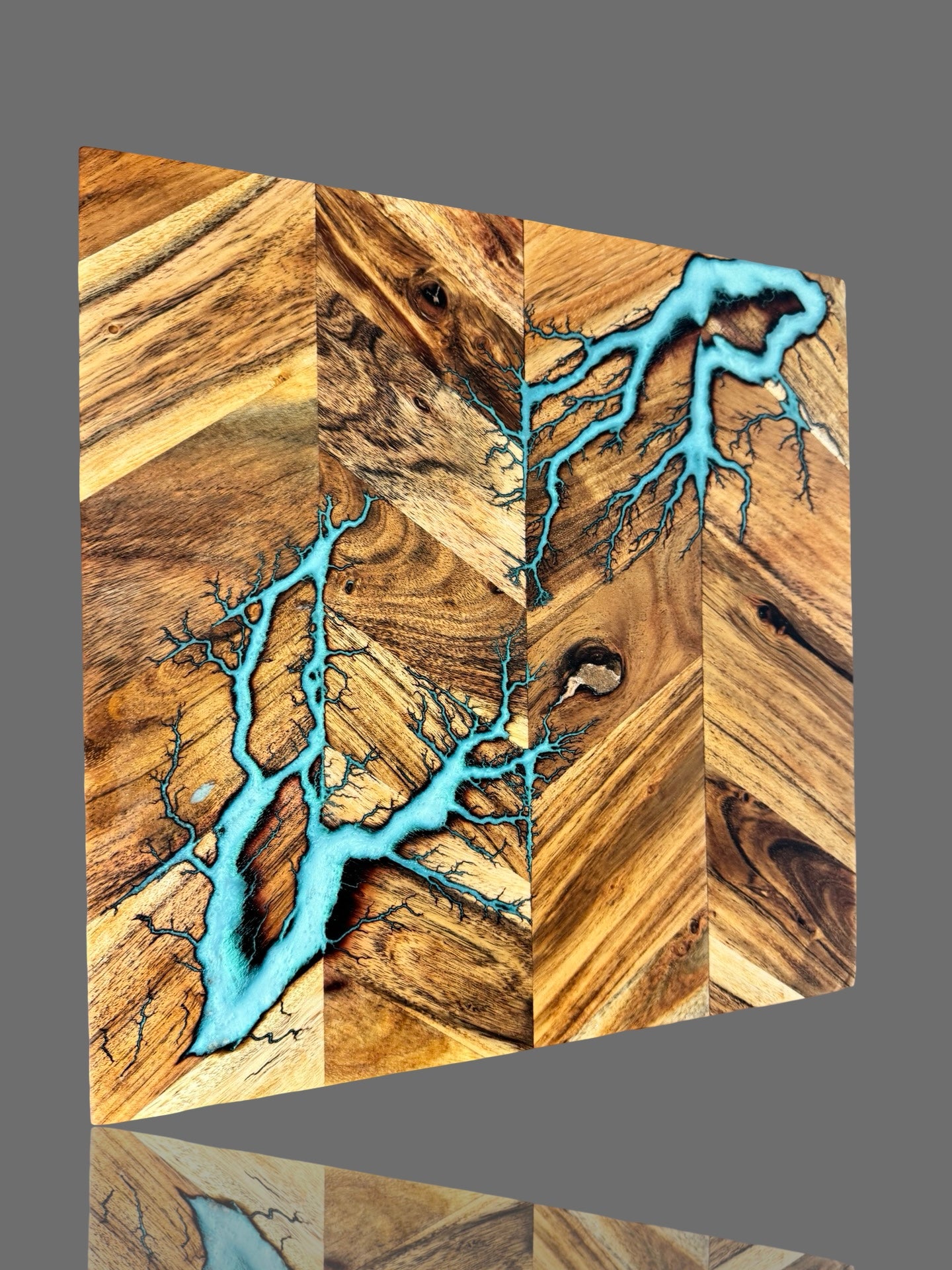 Australian hardwood resin cutting board by Fractal Flow Designs, East Gippsland — unique fractal burn pattern and luxury craftsmanship