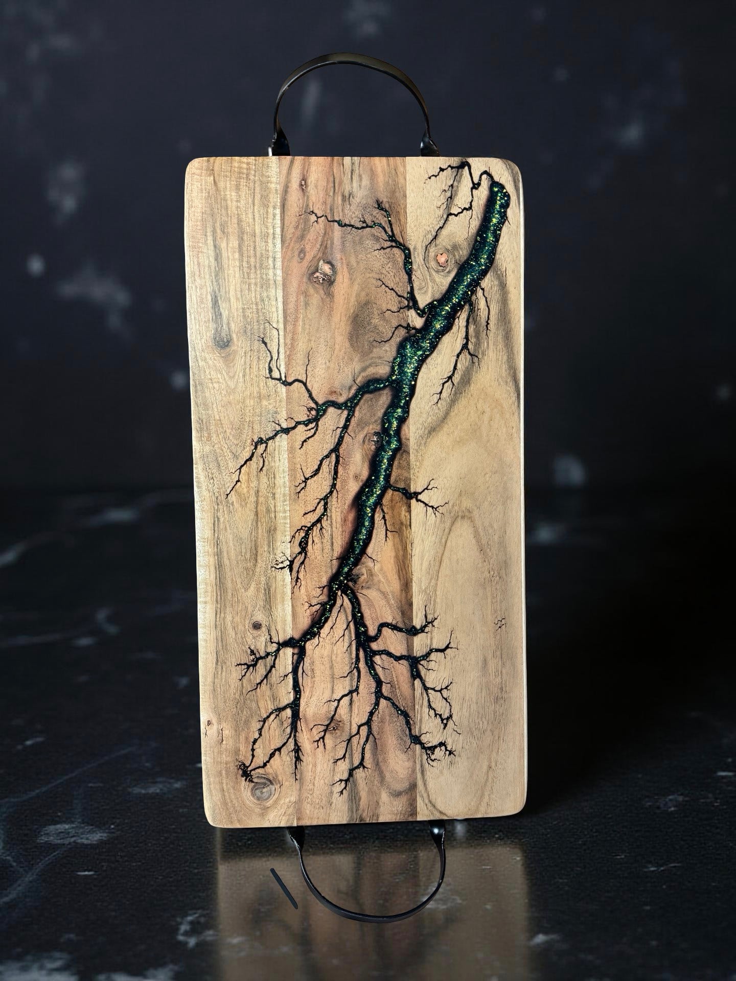 Handmade timber serving board with resin art luxury Australian homeware