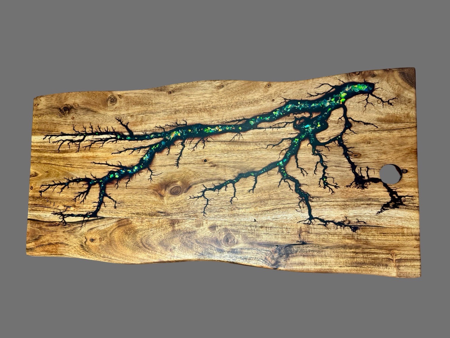 Fractal Flow Designs live edge resin serving board – handcrafted charcuterie and cheese platter, Bairnsdale East Gippsland Victoria Australia.