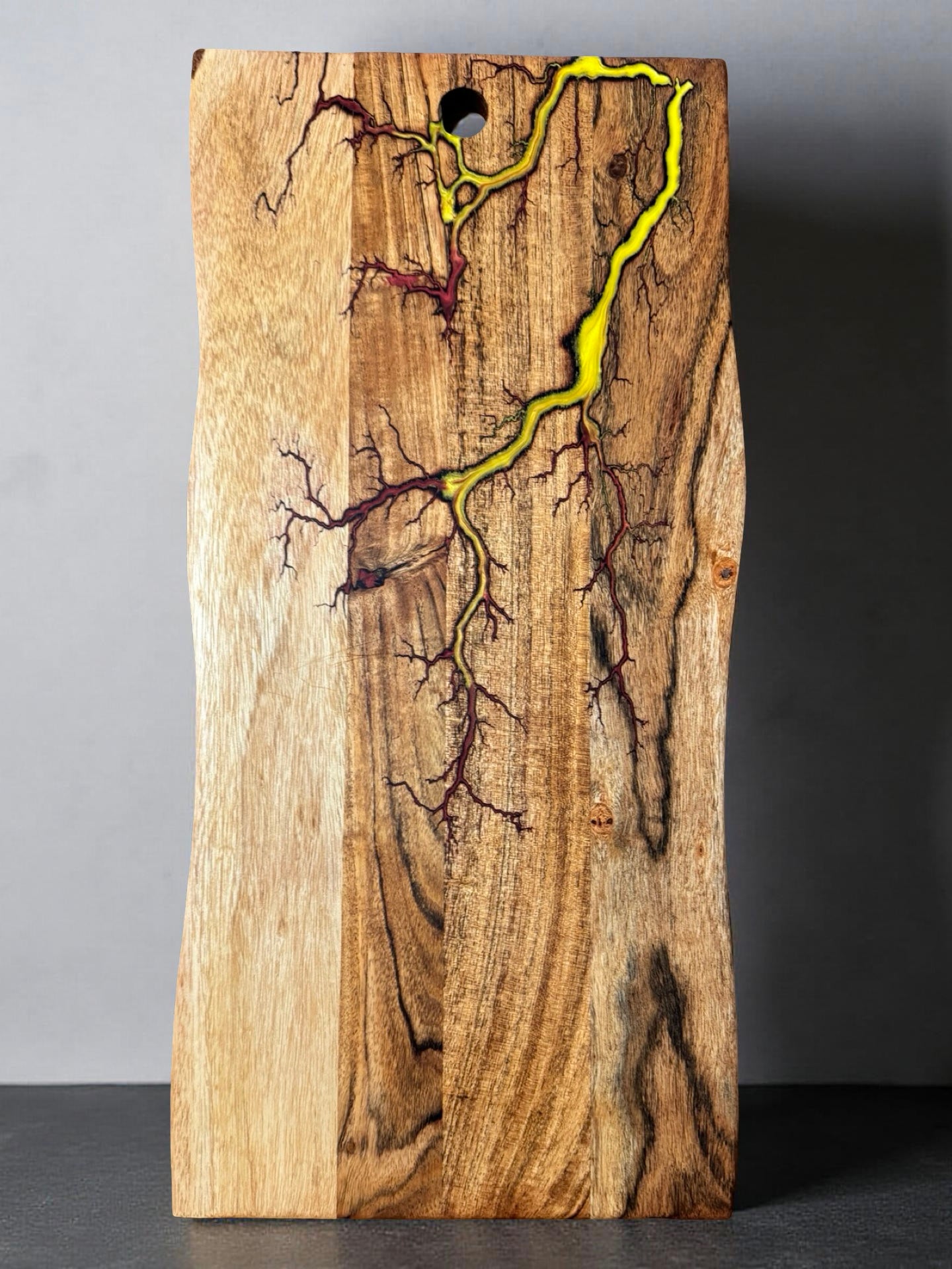 Fire resin charcuterie board red yellow blend sustainable Australian timber resin boards Australia premium