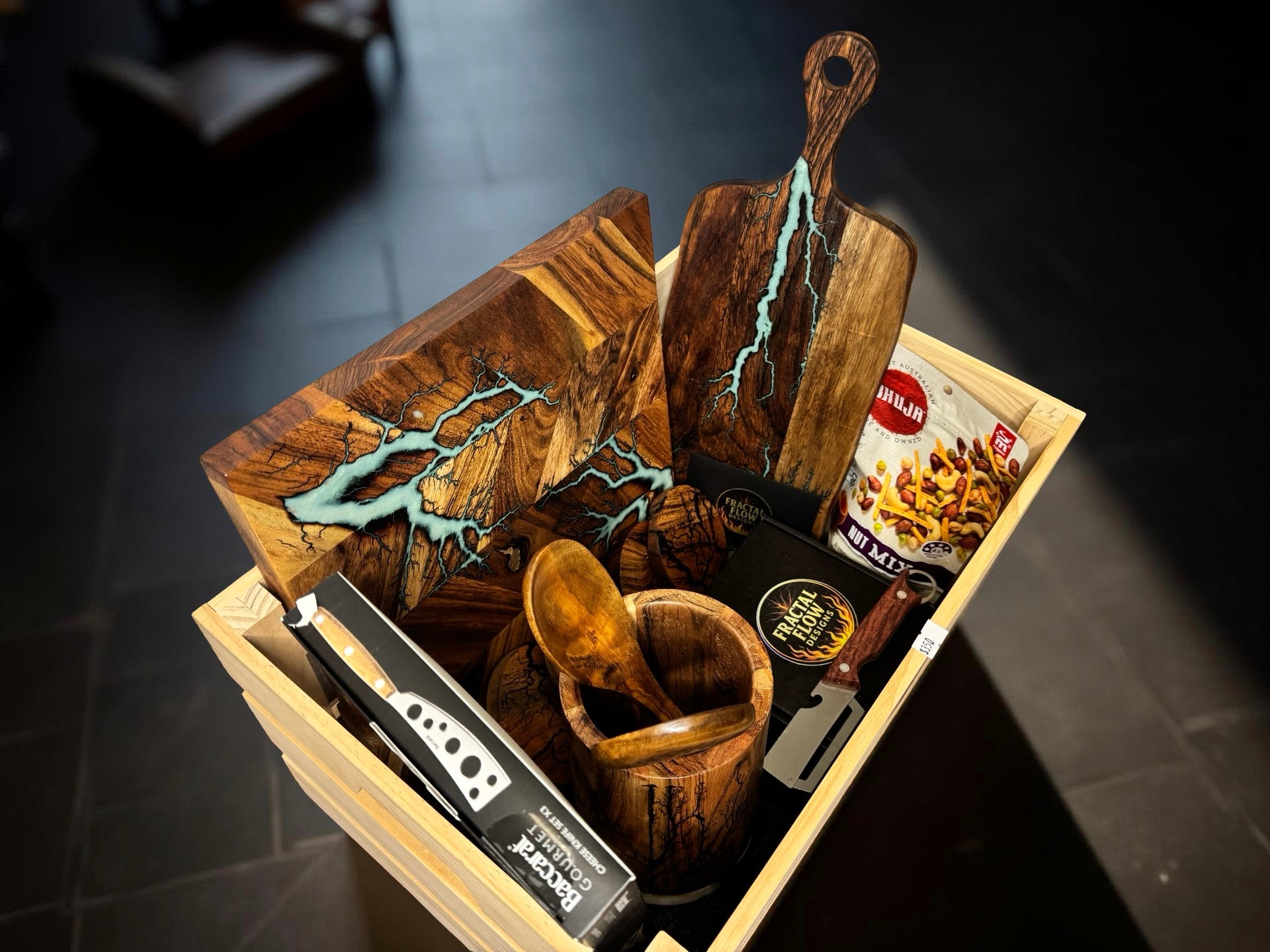 Cheese board resin gift box Fractal Flow Designs East Gippsland