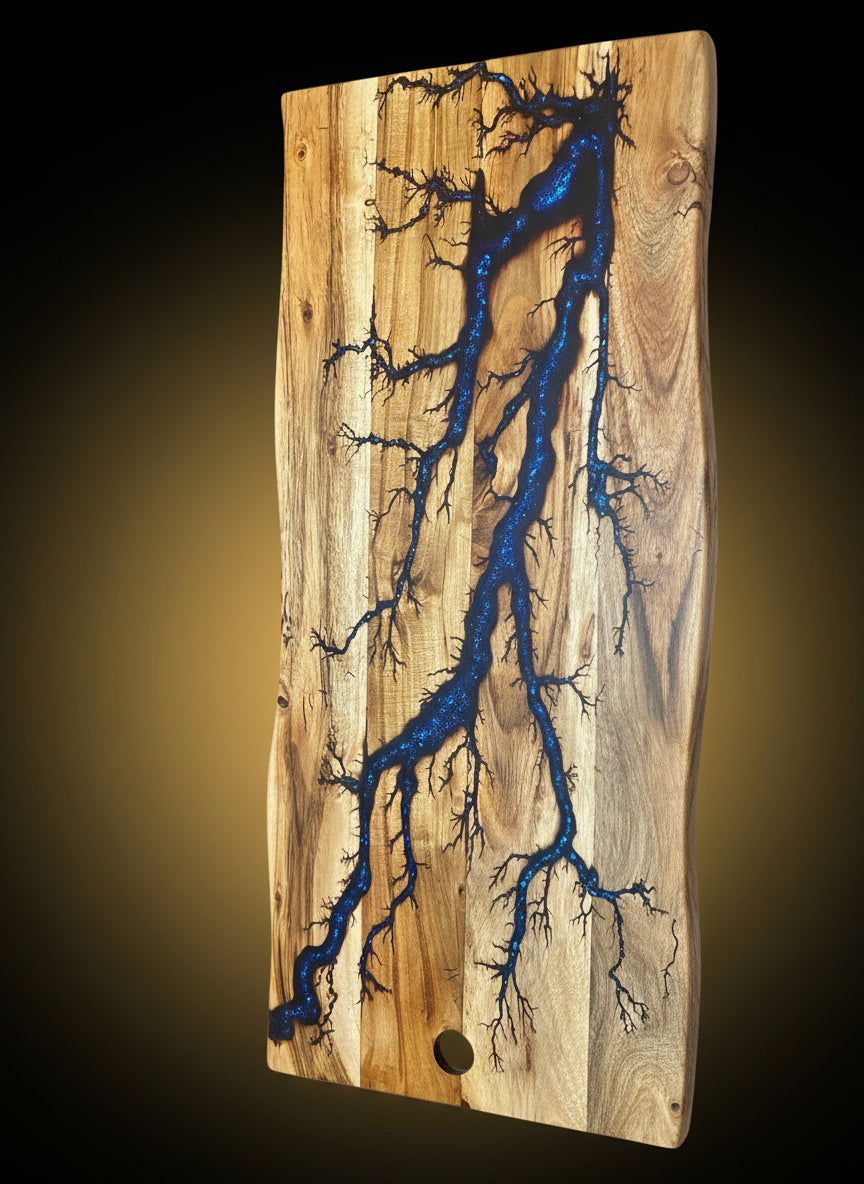 Handmade live edge serving board crafted from timber and resin in East Gippsland, Victoria