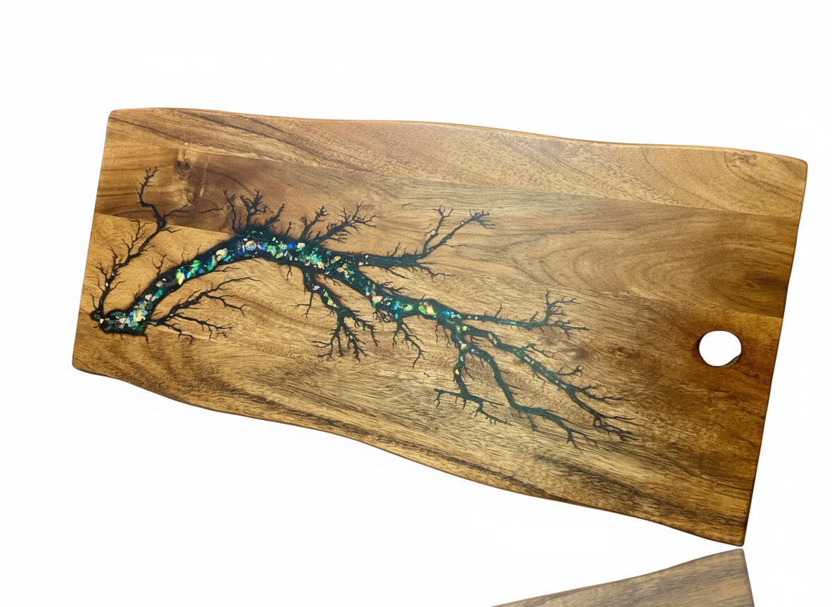 Fractal Flow Designs resin platter – live edge Australian hardwood serving board