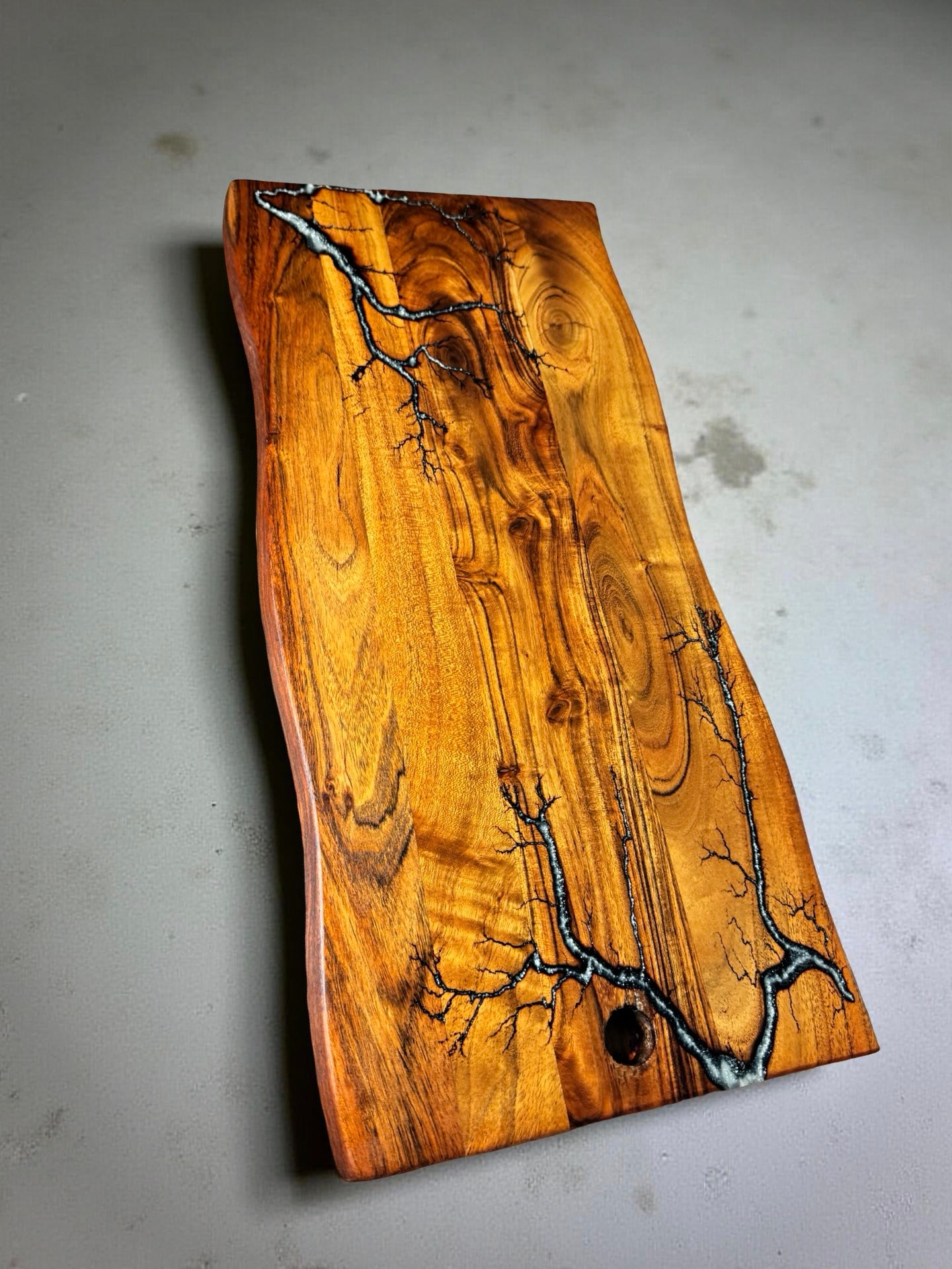 Premium reflective silver resin chopping and serving board Australian timber resin boards Australia unique art