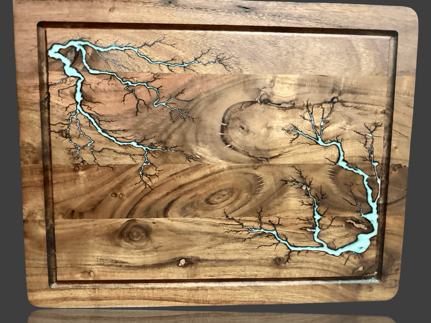 Fractal Flow Designs premium chopping board crafted from sustainable hardwood. Large Australian resin boards ideal for cheese, grazing platters, and anniversary gifts.
