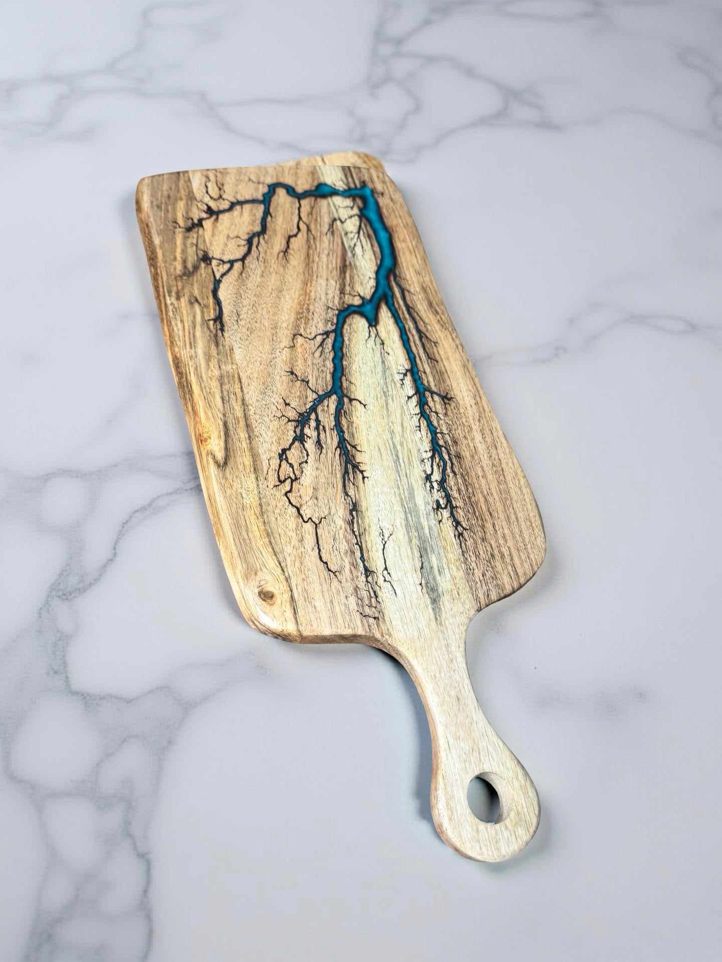 Teal rectangle resin cheese paddle artisan grazing board made in east gippsland australia