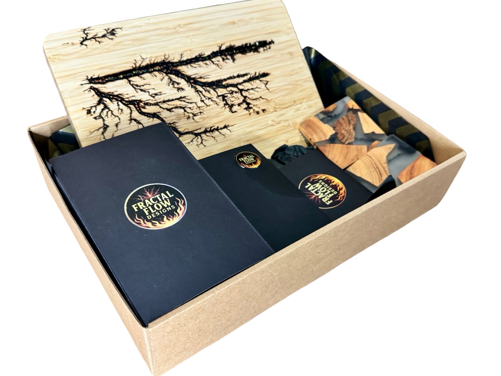 Bamboo chopping board gift box Australian made by Fractal Flow Designs East Gippsland