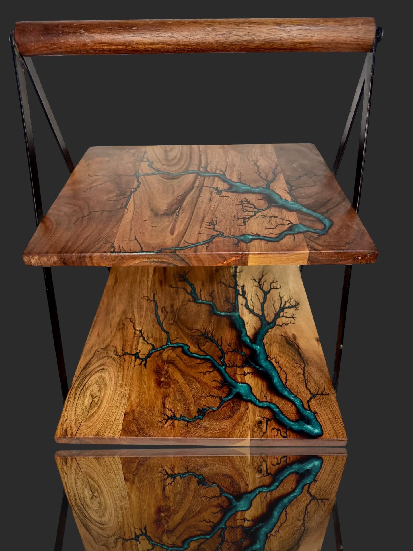 Fractal Flow Designs luxury cake stand – artisan resin and timber serving pedestal, perfect for entertaining, gifting, and showcasing desserts, Australian-made.