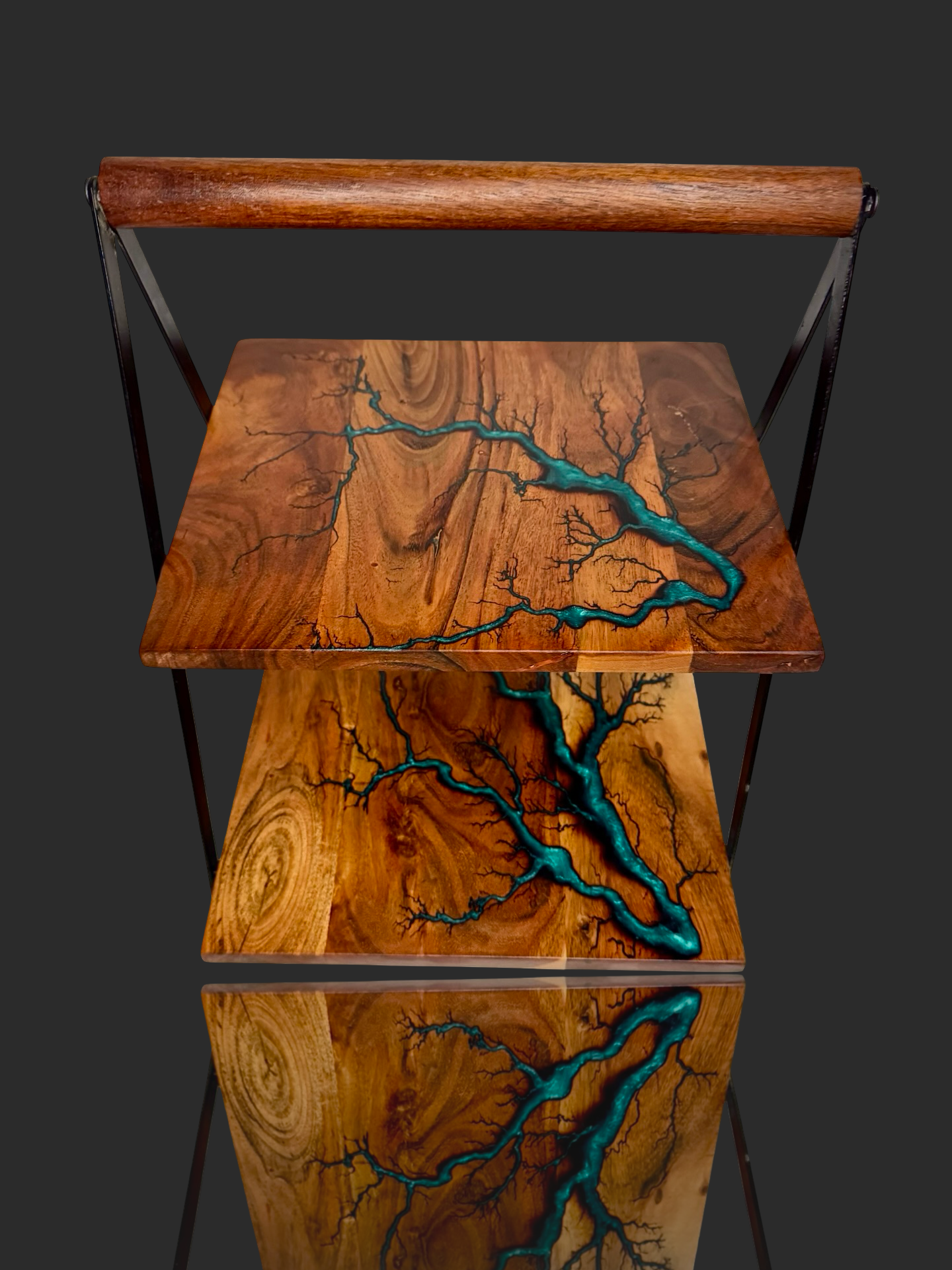Australian resin cake stand handmade in Bairnsdale – timber dessert stand by Fractal Flow Designs, premium platter for cakes, cupcakes, and party displays.