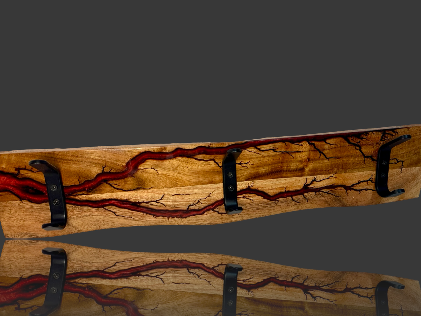 Wooden coat rack by Fractal Flow Designs – resin art wall hanger Australian-made