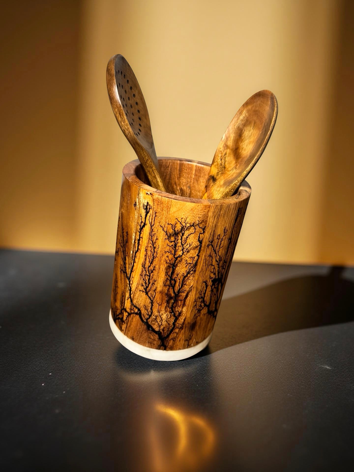 Artisan timber serving utensils handcrafted by Fractal Flow Designs Australia