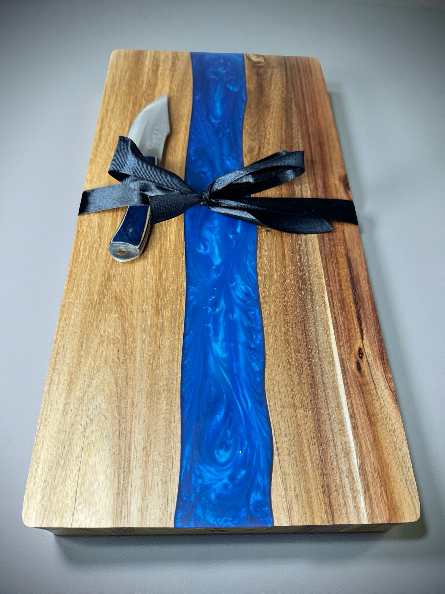 Australian made blue river platter sustainable timber resin boards Victoria premium gift piece