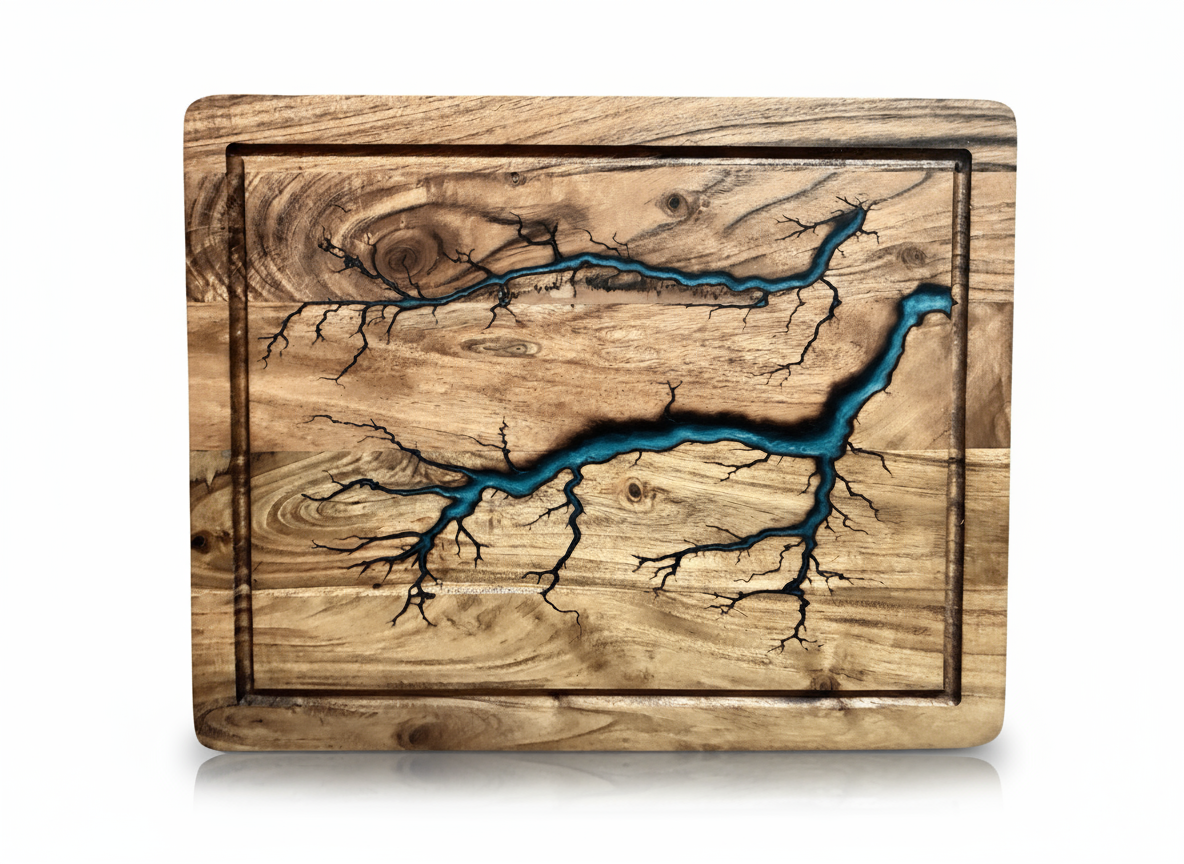 Premium large chopping board from Fractal Flow Designs, handcrafted in Bairnsdale, Victoria. Australian resin boards designed for charcuterie, cheese, grazing, and gourmet entertaining
