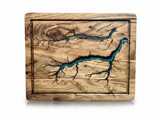 Premium large chopping board from Fractal Flow Designs, handcrafted in Bairnsdale, Victoria. Australian resin boards designed for charcuterie, cheese, grazing, and gourmet entertaining
