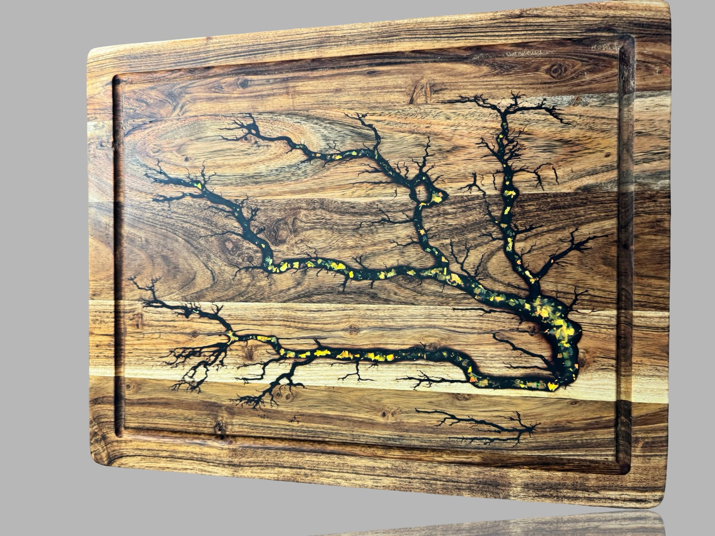 Premium resin timber cutting board by Fractal Flow Designs, Australian made artisan board ideal for serving, gifting or display, East Gippsland