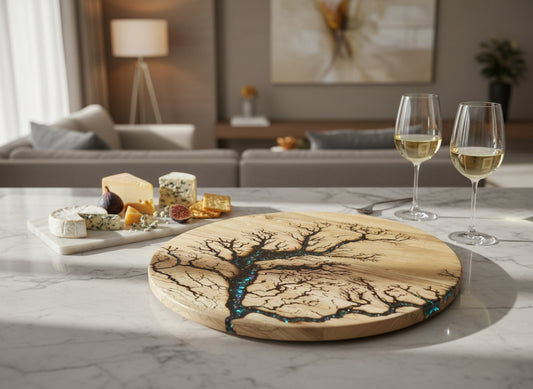 Resin and timber Lazy Susan serving tray handmade in Victoria