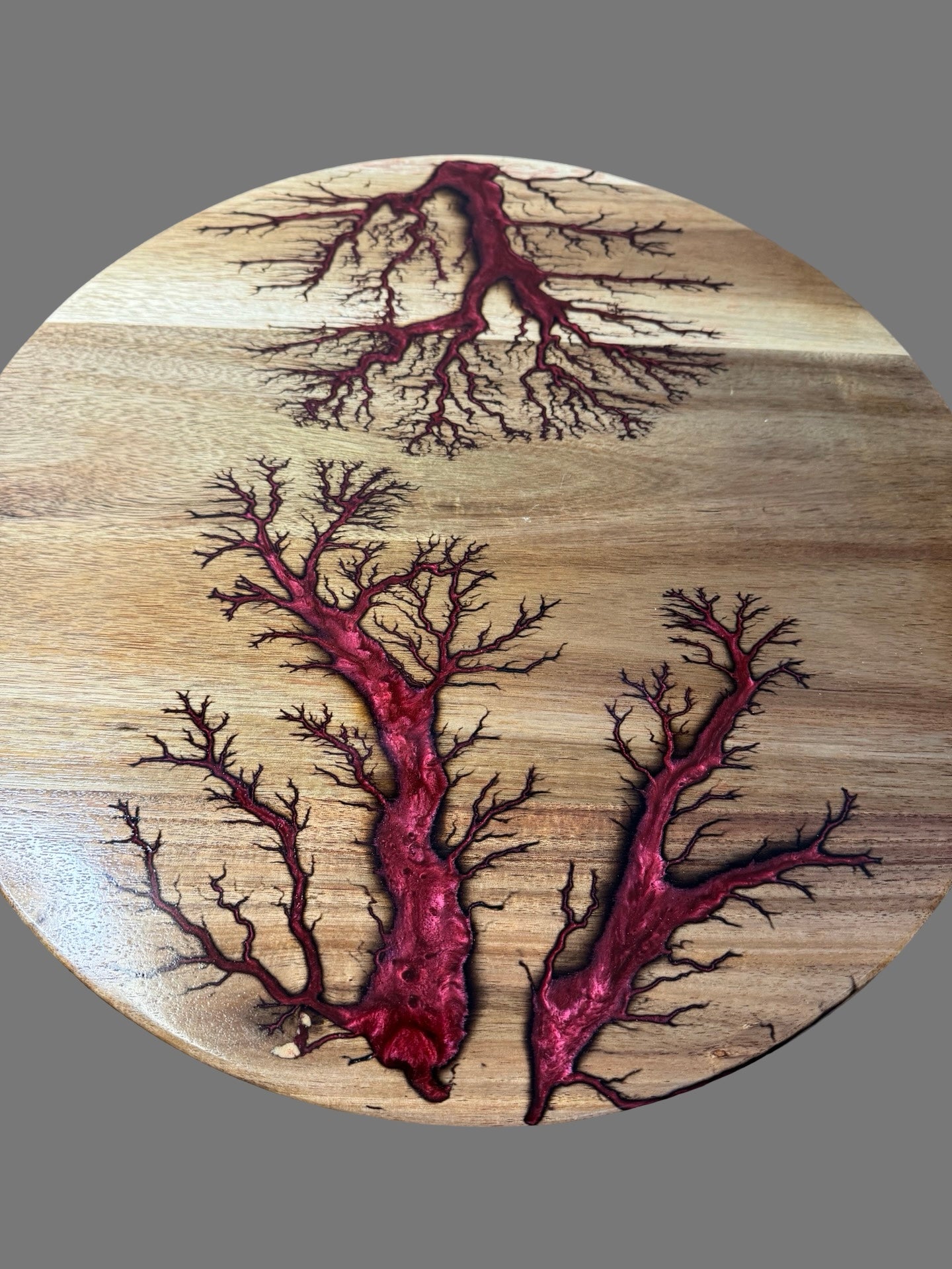 Unique resin lazy Susan Australian timber handcrafted serving board by Fractal Flow Designs, luxury grazing platter and home decor piece East Gippsland