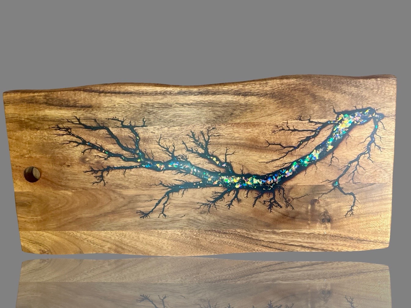 Luxury live edge resin serving board, artisan Australian grazing and charcuterie platter