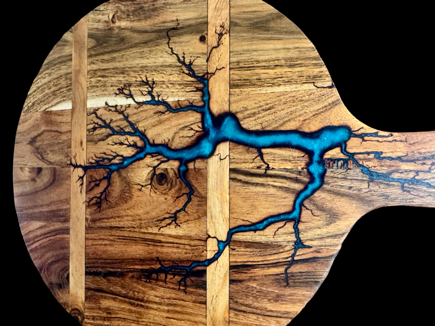 Handcrafted resin cheese board with fractal burning artwork East Gippsland