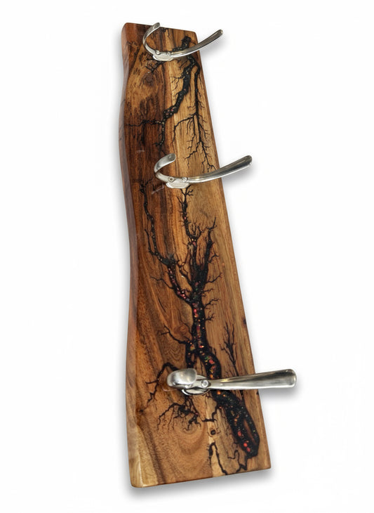 Australian hardwood timber coat rack handcrafted by Fractal Flow Designs - Functional wall-mounted storage