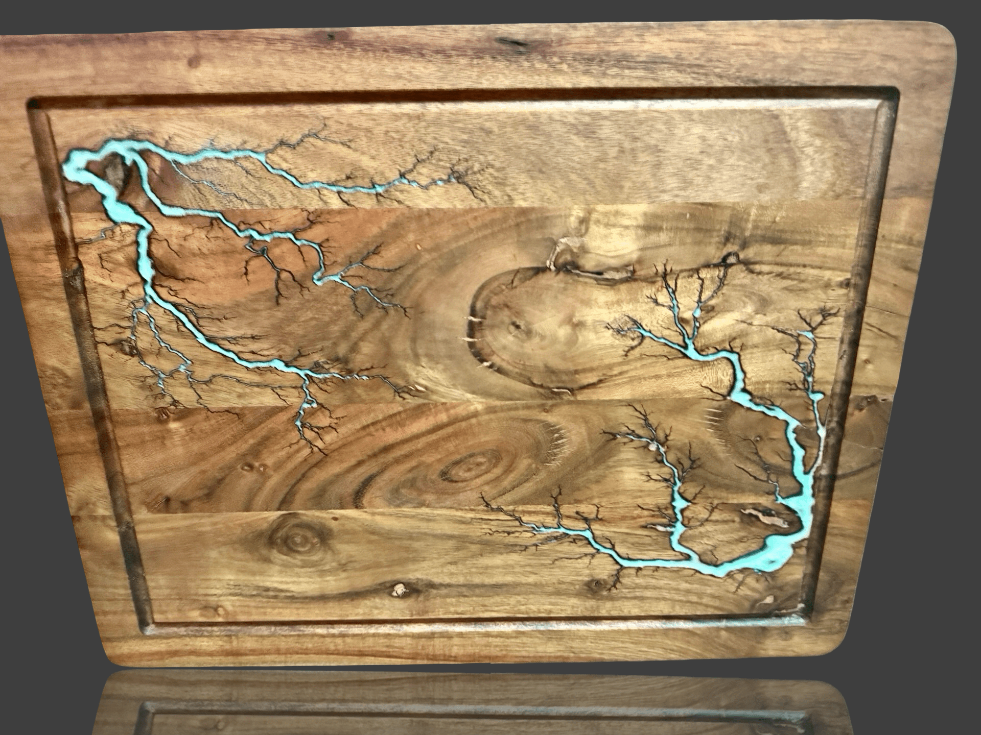 Large resin chopping board with premium timber and resin artistry by Fractal Flow Designs. Australian resin boards made in Victoria, shipped Australia-wide for gift occasions.
