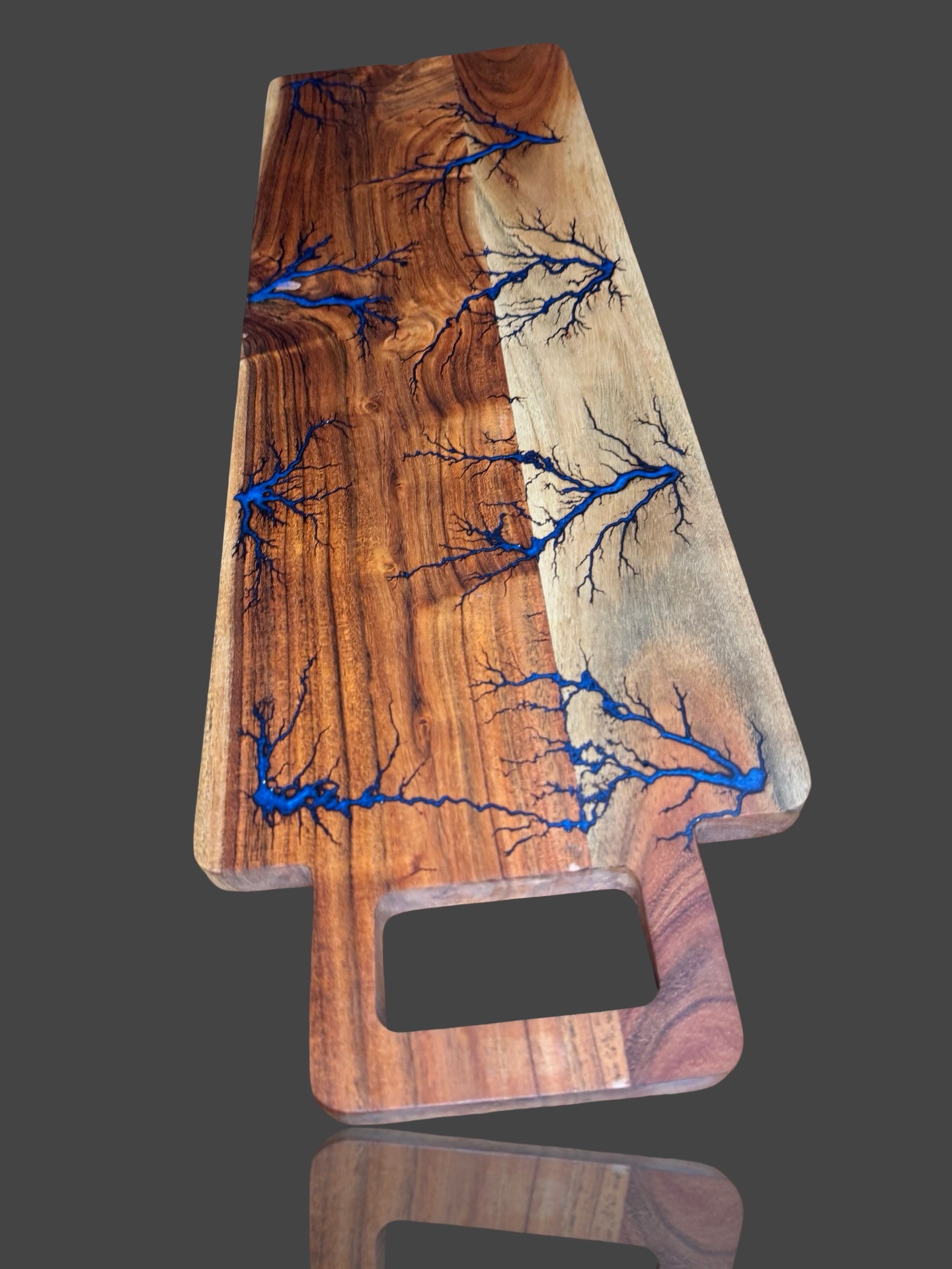 Handcrafted charcuterie board by Fractal Flow Designs – resin art on premium Australian hardwood with fractal burning. Luxury artisan platter for cheese, grazing, and entertaining. Made in Bairnsdale Victoria, perfect wedding and corporate gift option.