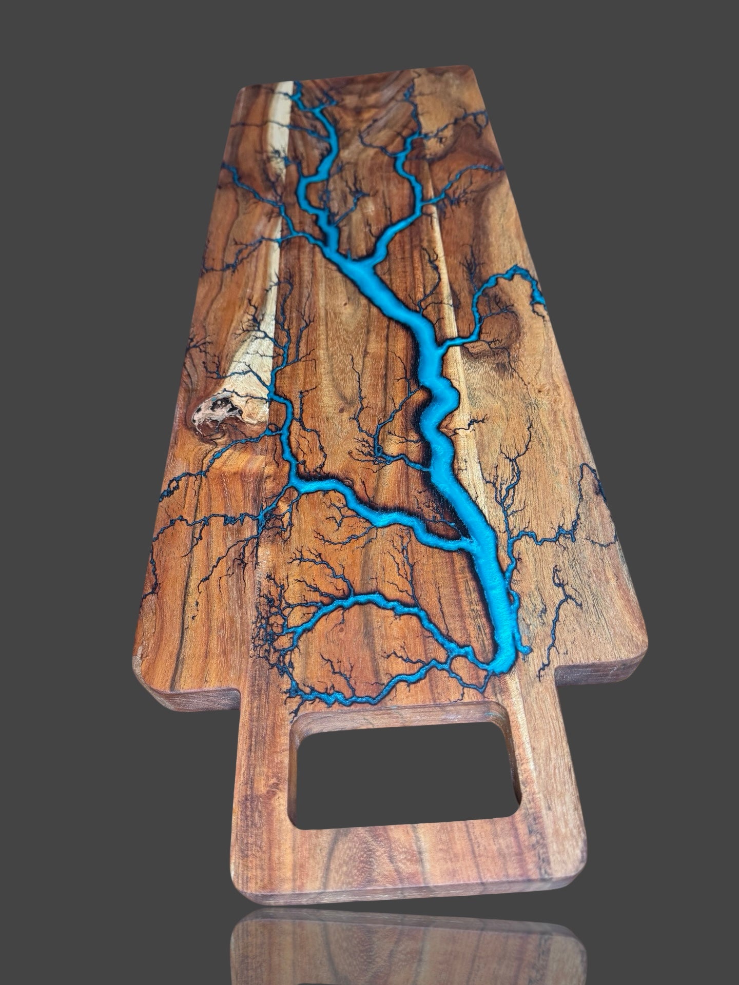 Fractal Flow Designs handcrafted charcuterie board – artisan Australian hardwood with resin art and fractal burning. Premium resin and timber platter for cheese, grazing, and wine nights. Made in Bairnsdale Victoria, a luxury gift for weddings and birthdays.