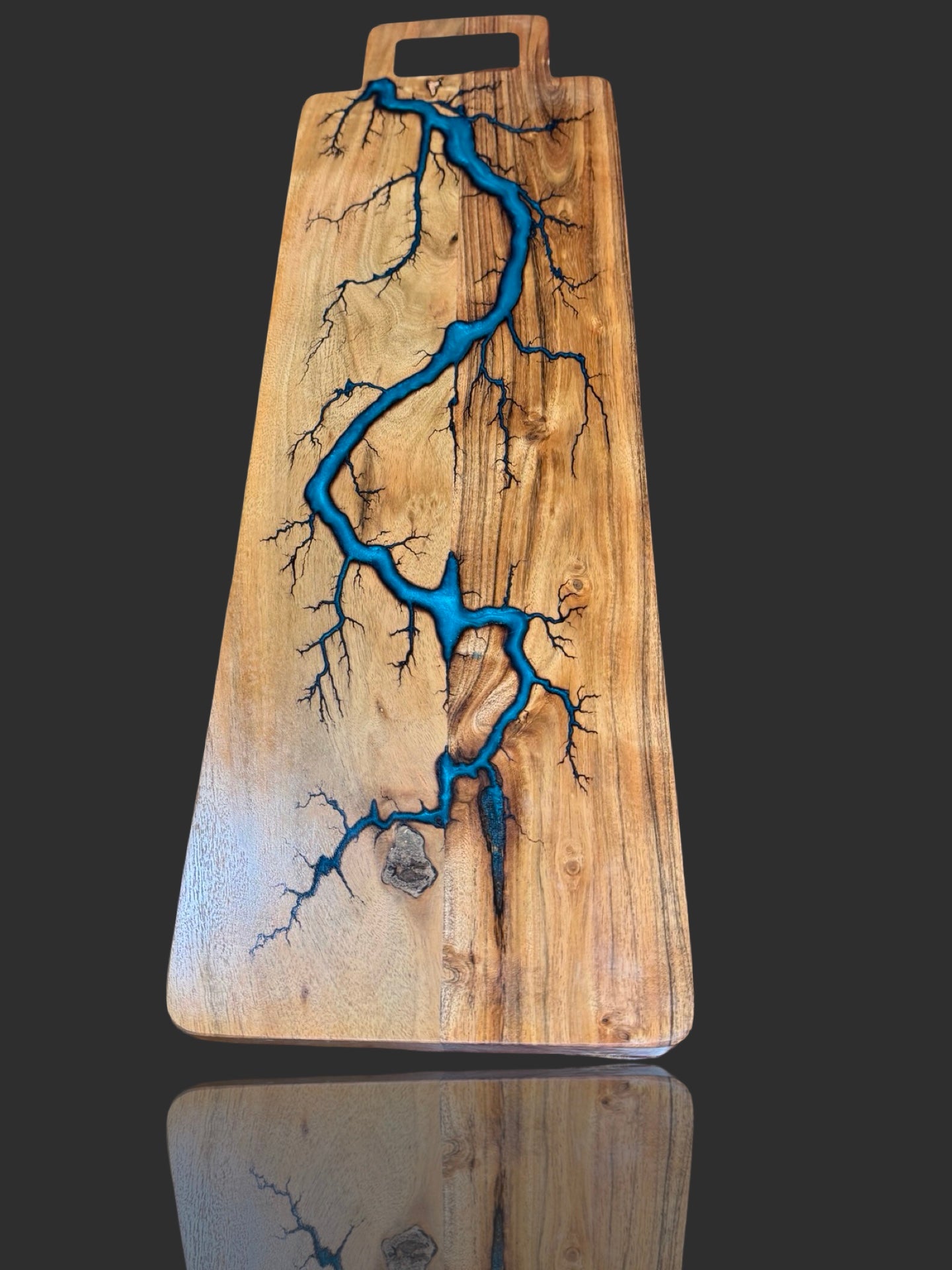 Handmade charcuterie board by Fractal Flow Designs – artisan Australian hardwood with resin inlays and fractal burning. Premium timber platter for cheese, grazing, and entertaining. Crafted in Bairnsdale Victoria, perfect wedding and housewarming gift.