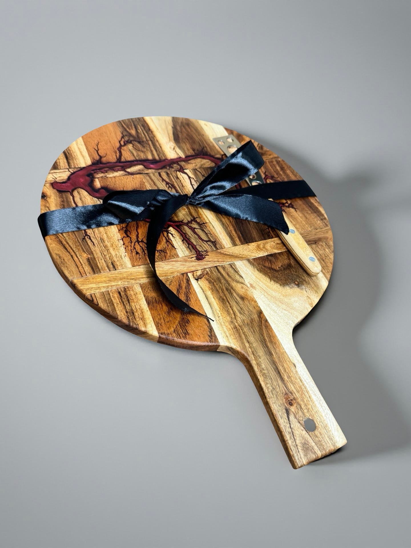 Cheese board and knife resin board gift set, Australian made grazing platter by Fractal Flow Designs