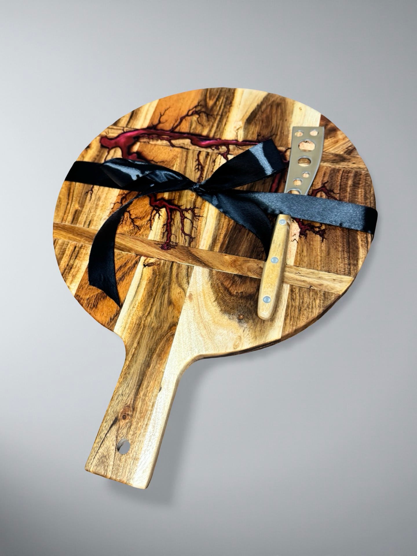 Resin board cheese gift set with knife, handcrafted from sustainable Australian timber