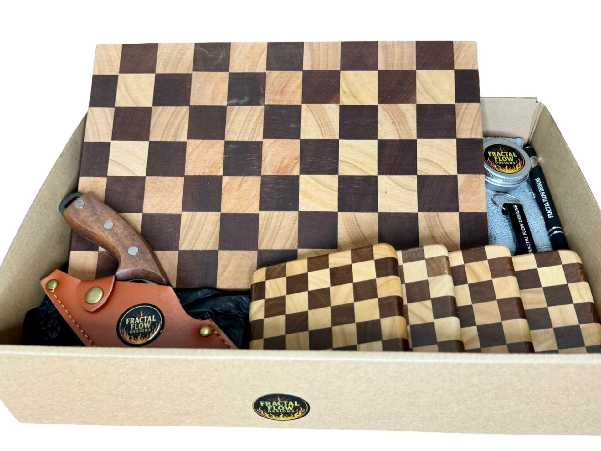 Fractal Flow Designs cheese lover gift set resin board and coasters