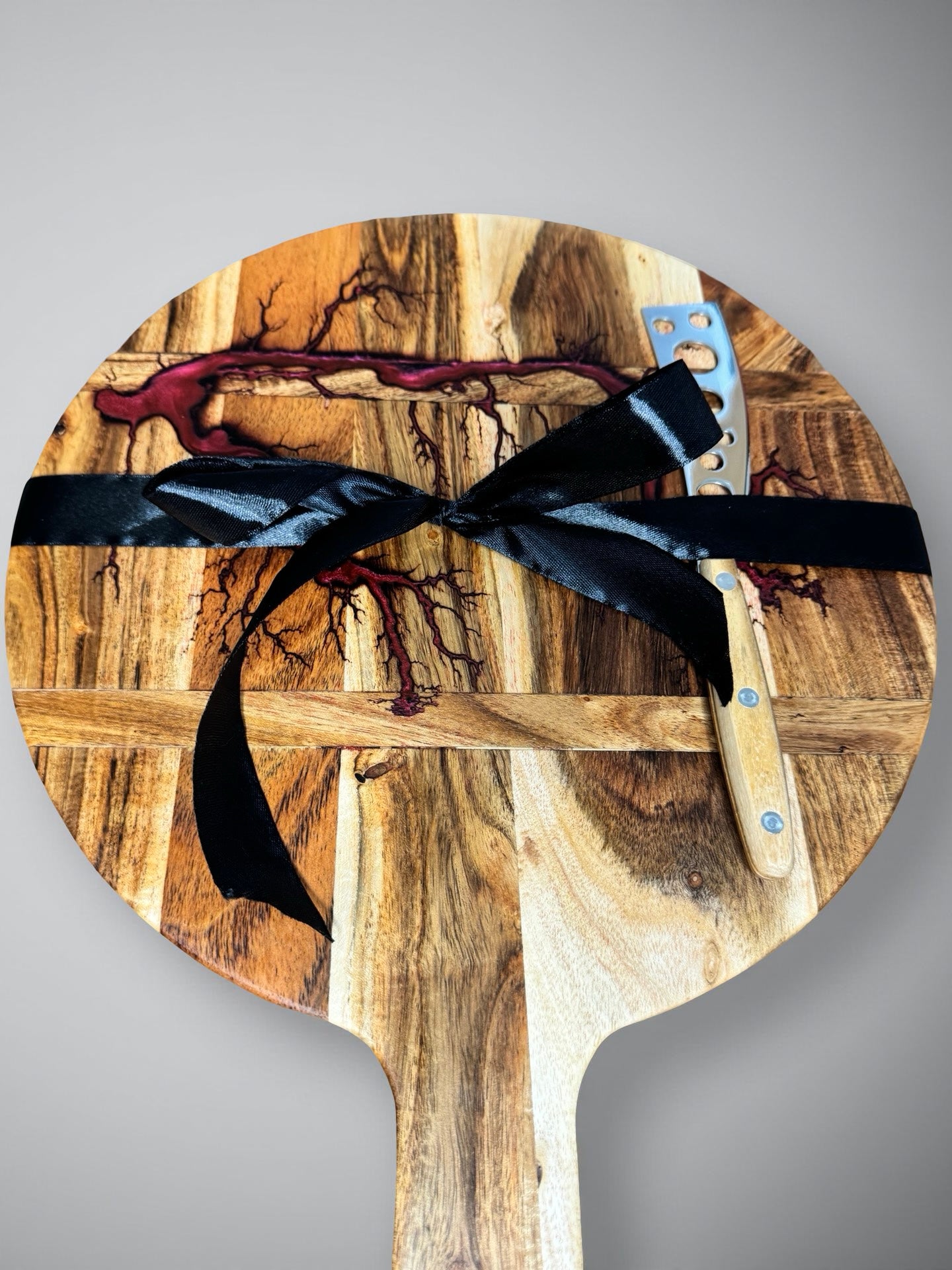 Premium gift set resin cheese board with knife, handcrafted timber serving board Australia