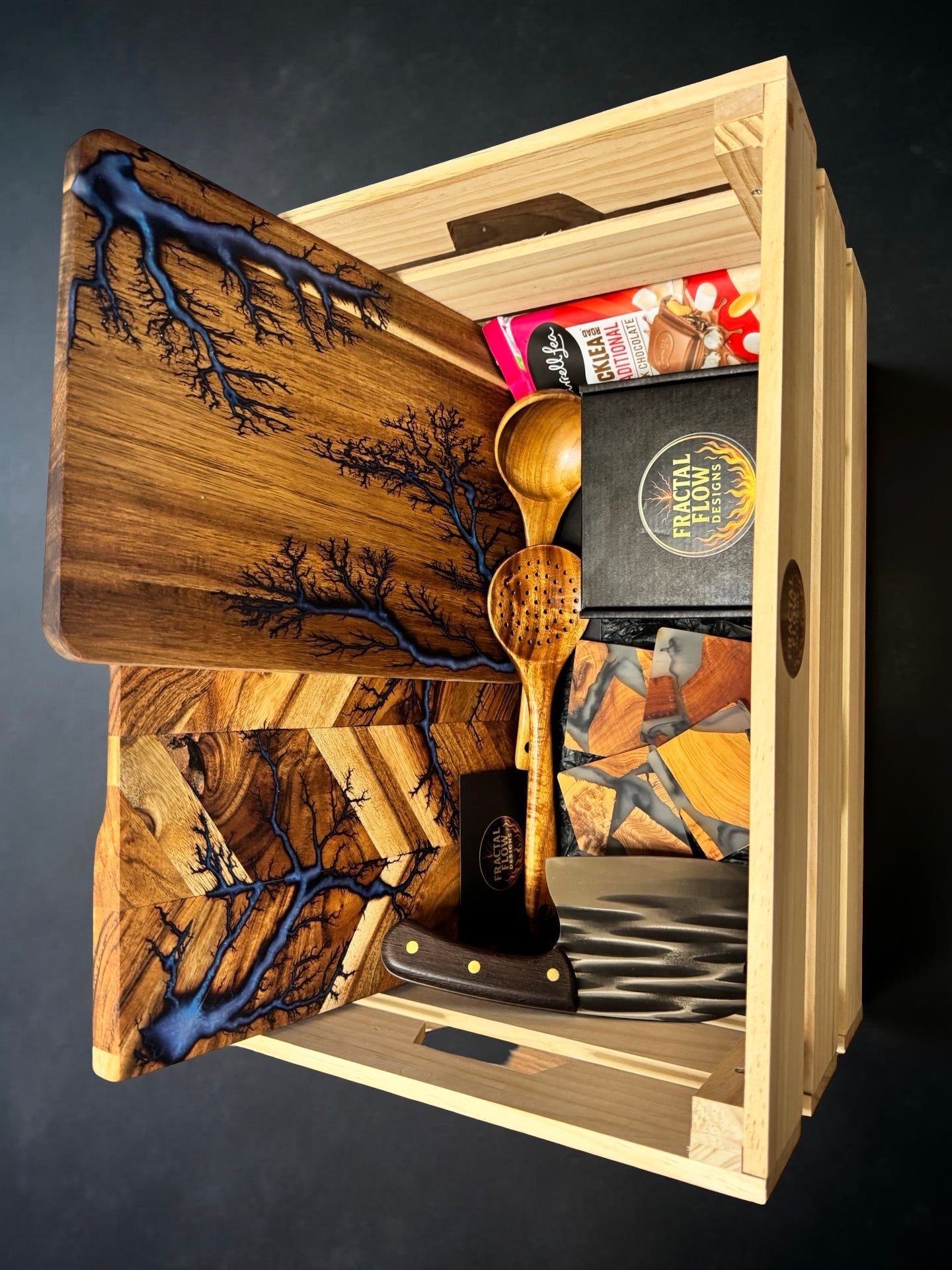 Resin timber grazing board gift box handmade in East Gippsland