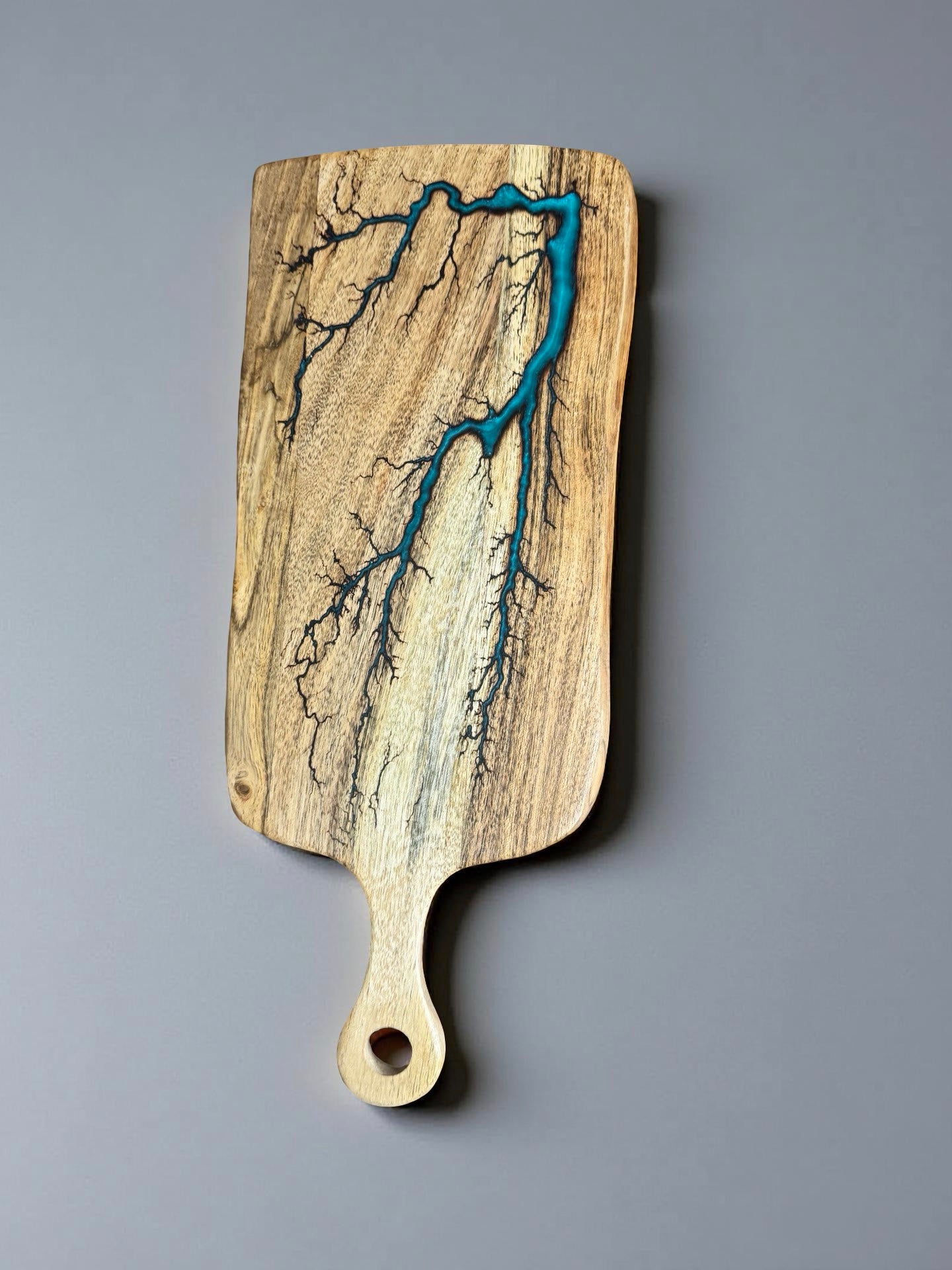 Rectangular teal resin cheese board handcrafted acacia serving board premium electric resin boards australia