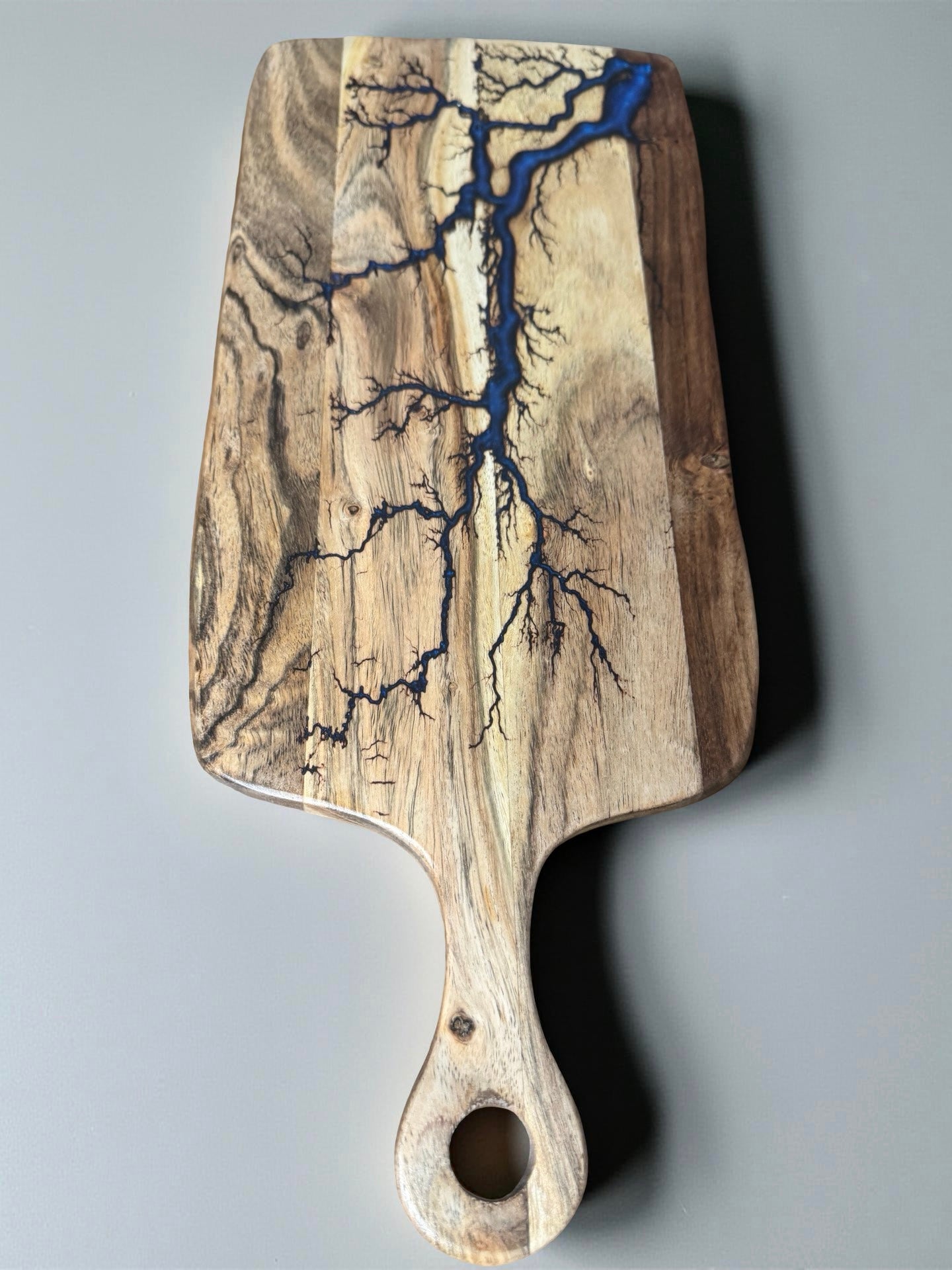 Premium sapphire blue resin cheese paddle for grazing platters acacia board artisan made in east gippsland resin boards australia
