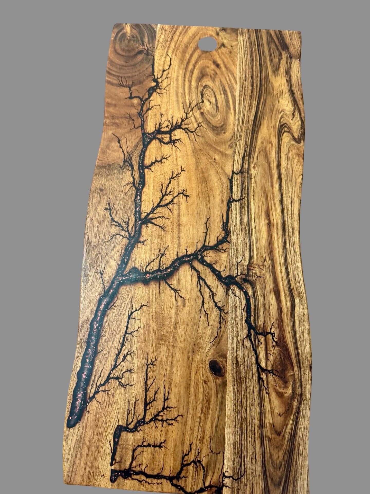 Fractal Flow Designs live edge resin charcuterie board | Australian-made timber platter for gourmet dining and special occasions